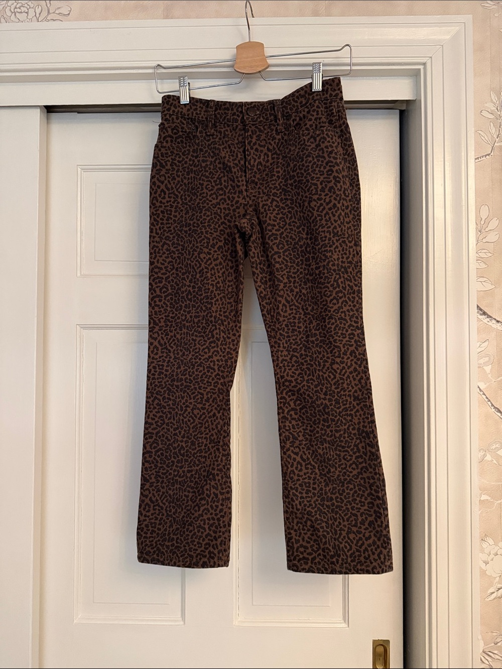 Brown Leopard Print flare crop pants